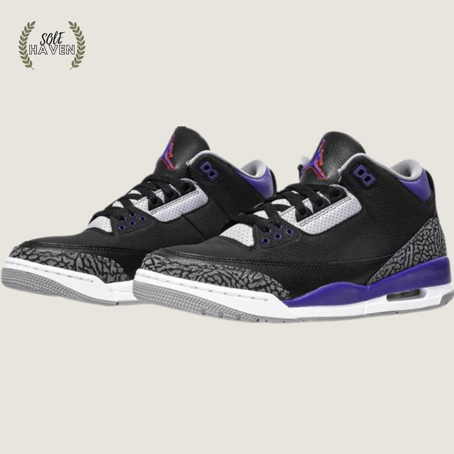 Air Jordan 3 Retro Black Court Purple - Sole HavenShoesNike