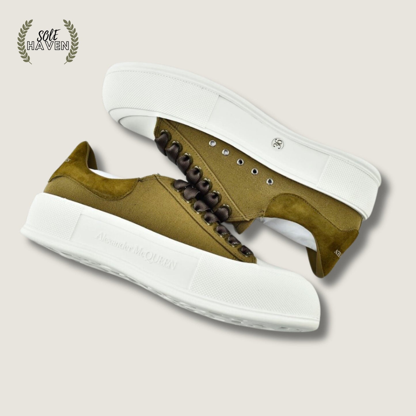 Alexander McQueen Deck Lace-Up Plimsoll Brown - Sole HavenShoesAlexander McQueen