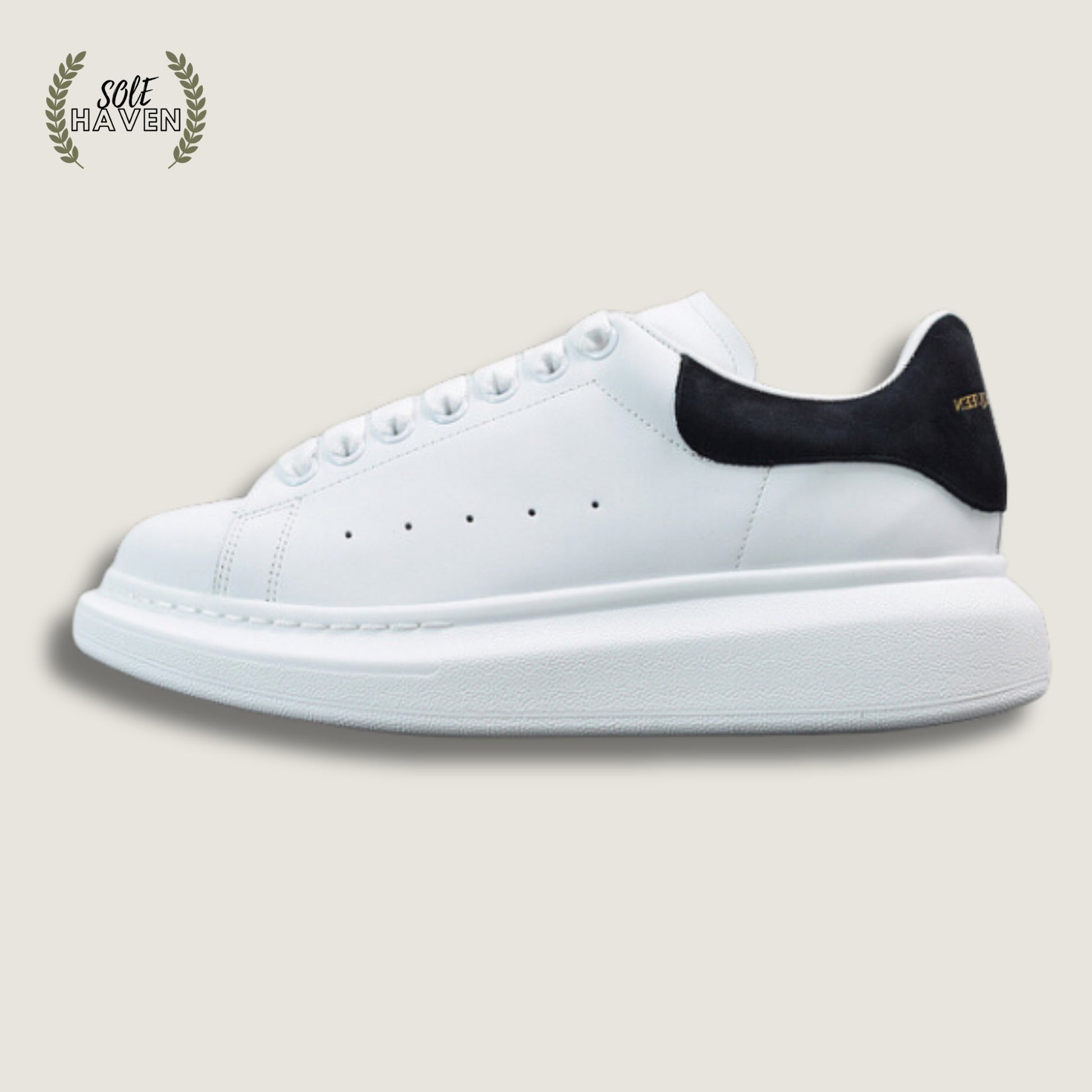 Alexander McQueen Oversized Sneaker 'White Black' Suede - Sole HavenShoesAlexander McQueen