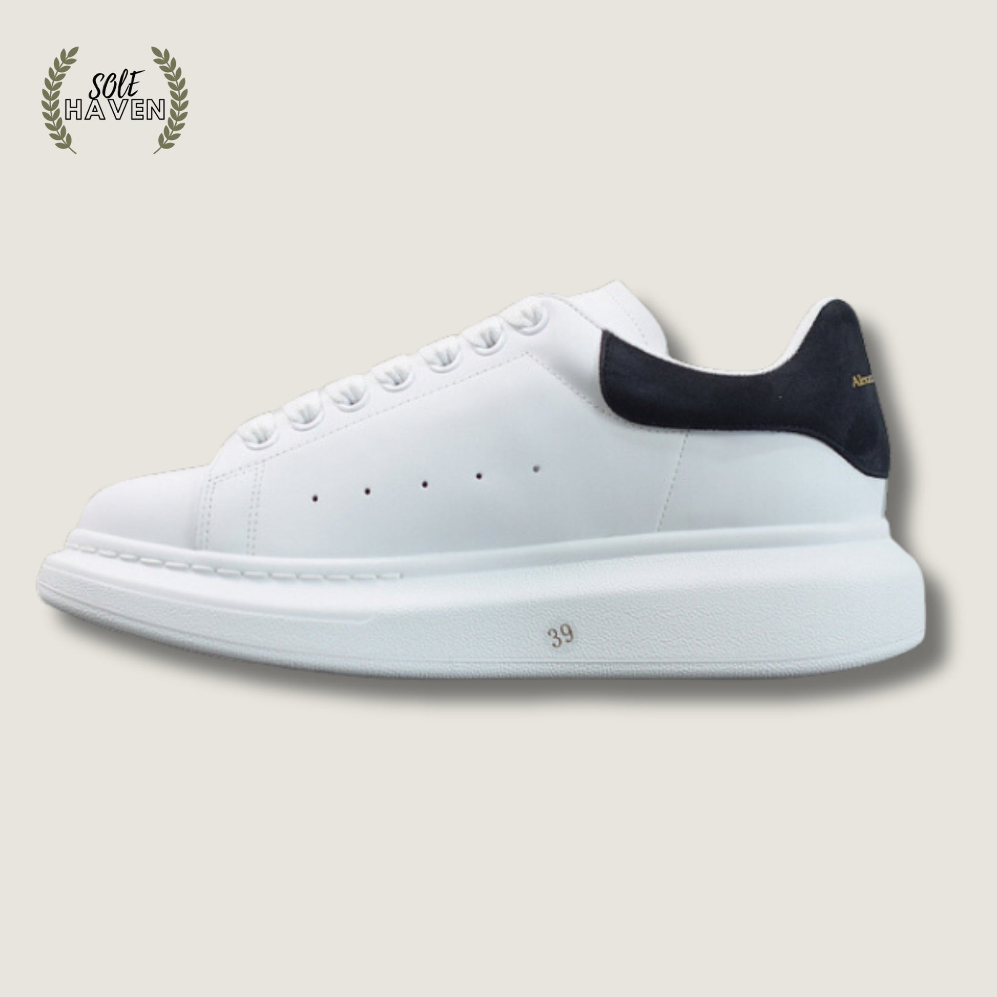 Alexander McQueen Oversized Sneaker 'White Black' Suede - Sole HavenShoesAlexander McQueen