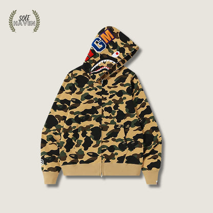 BAPE 1st Camo Shark Full Zip Hoodie 'Yellow' - Sole HavenHoodieBape