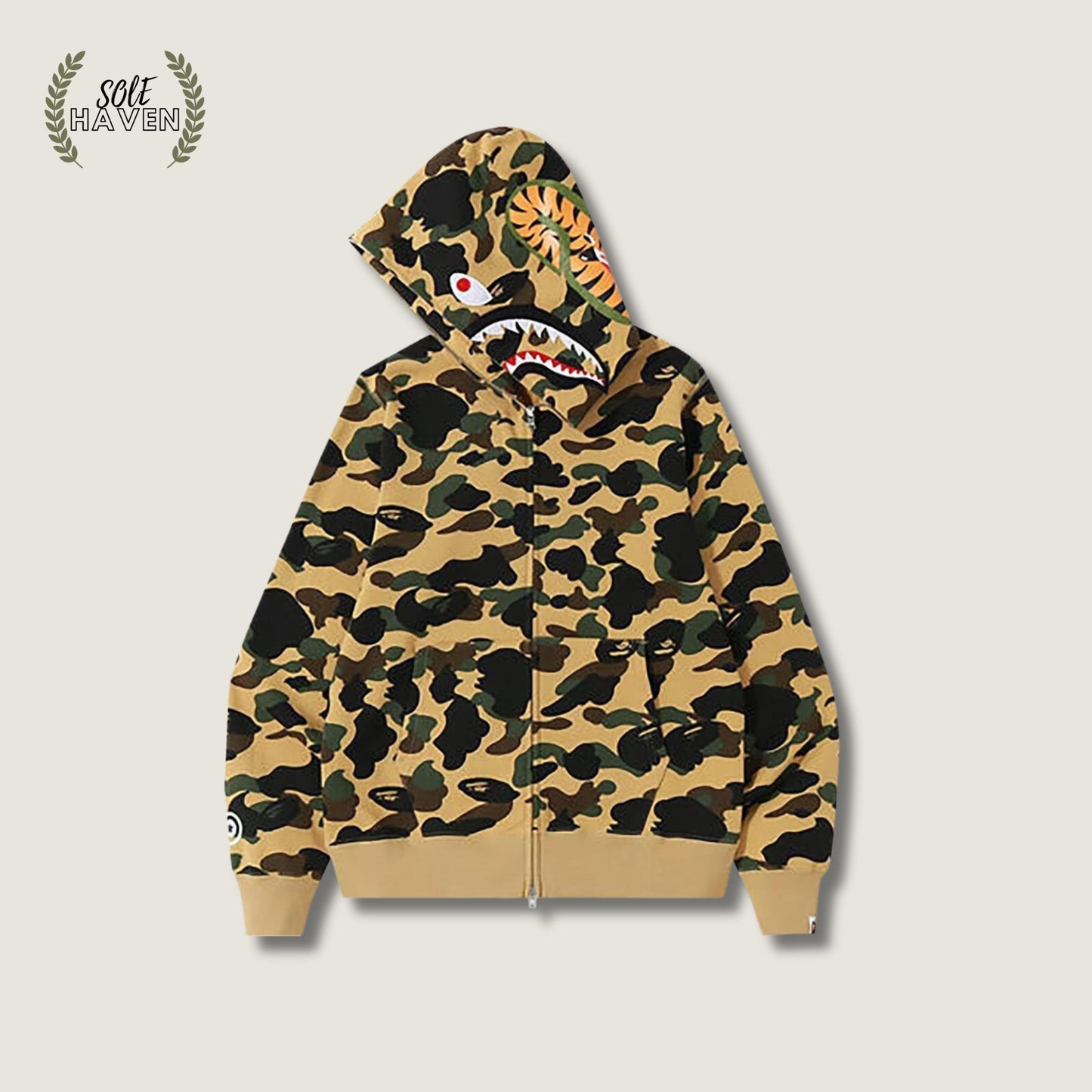 BAPE 1st Camo Shark Full Zip Hoodie 'Yellow' - Sole HavenHoodieBape