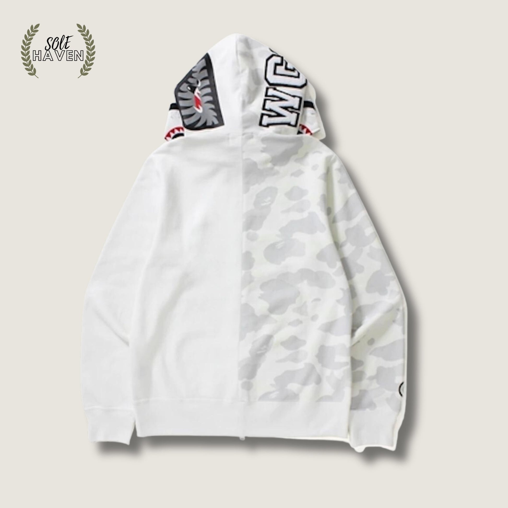 BAPE City Camo Half Shark Full Zip Hoodie 'White' - Sole HavenHoodieBape