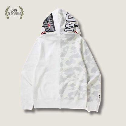 BAPE City Camo Half Shark Full Zip Hoodie 'White' - Sole HavenHoodieBape