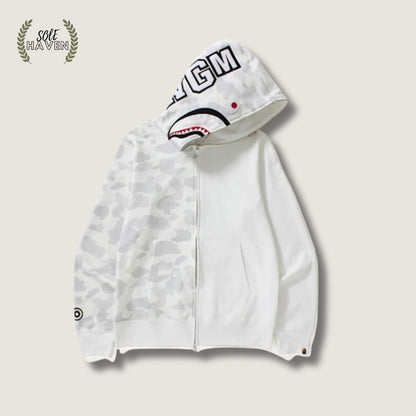 BAPE City Camo Half Shark Full Zip Hoodie 'White' - Sole HavenHoodieBape