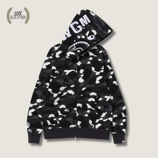 BAPE City Camo Shark Full Zip Hoodie 'Black' - Sole HavenHoodieBape