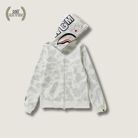 BAPE City Camo Shark Full Zip Hoodie 'White' - Sole HavenHoodieBape