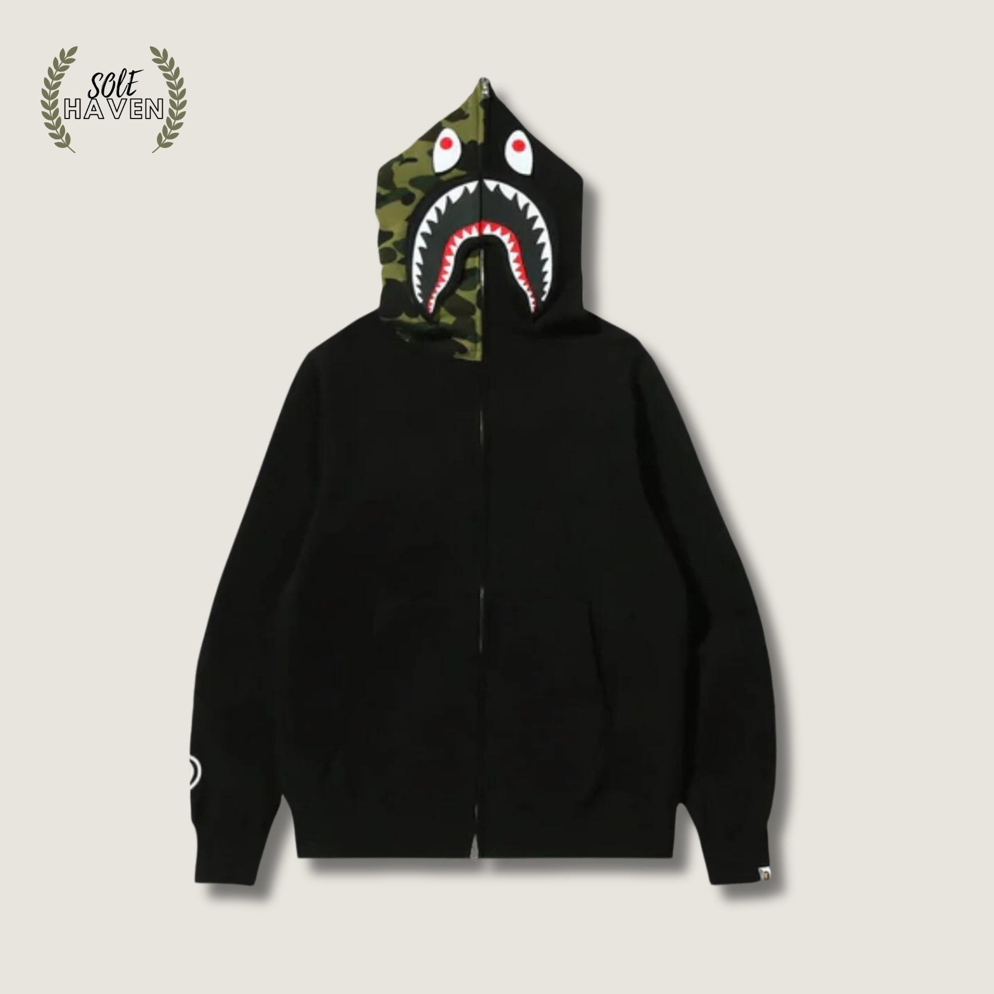 BAPE Half Shark Full Zip Hoodie 'Black' - Sole HavenHoodieBape