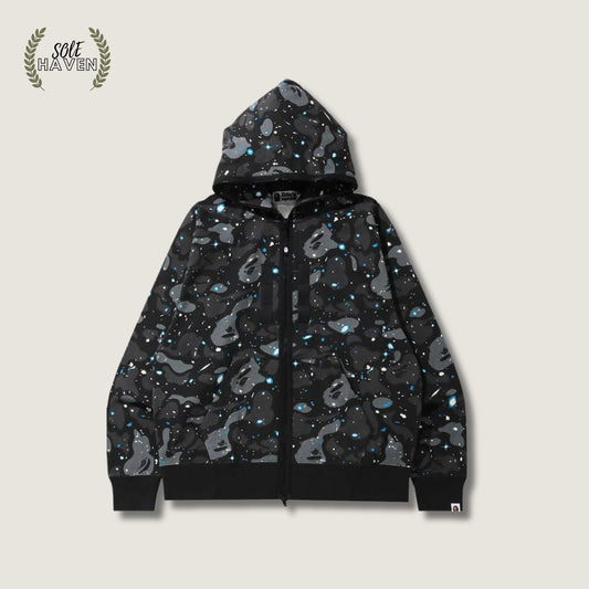 BAPE Relaxed Space Camo Full Zip Hoodie 'Black' - Sole HavenHoodieBape