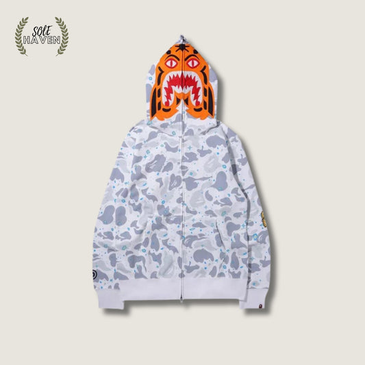 BAPE Space Camo Tiger Full Zip Hoodie 'White' - Sole HavenHoodieBape