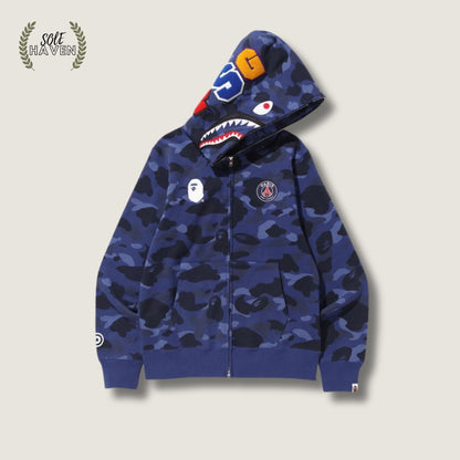 BAPE x PSG Shark Full Zip Hoodie - Sole HavenHoodieBape