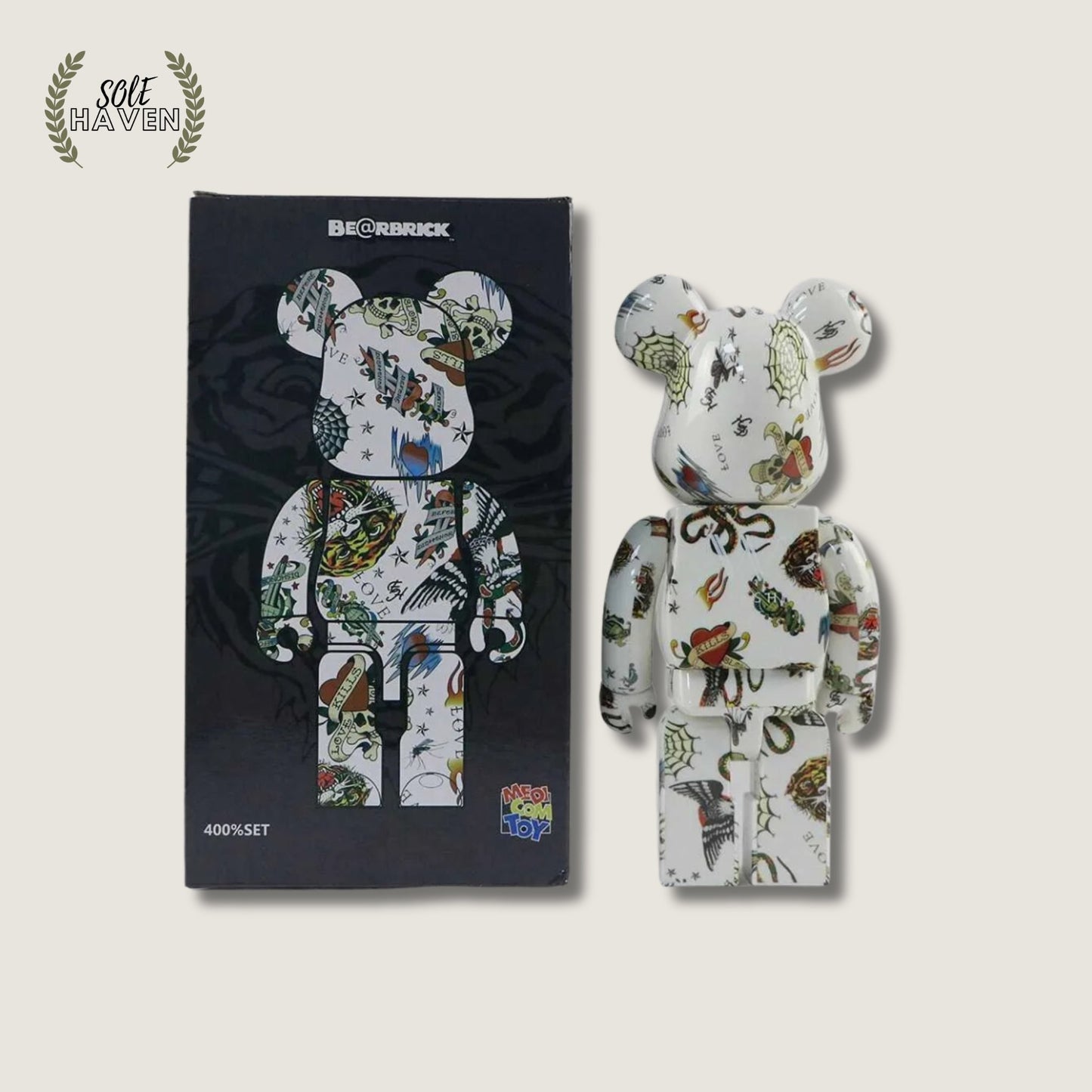 Bearbrick Ed Hardy 400% White - Sole HavenCollectibleBearbrick