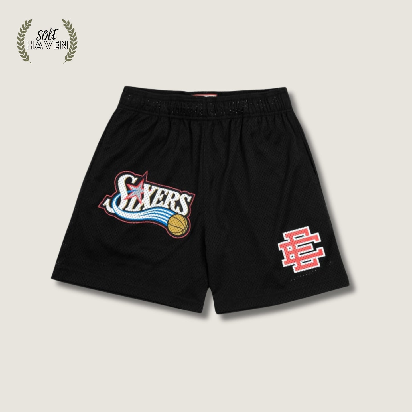 Eric Emmanuel Black Sixers Mesh Shorts - Sole HavenShortsEric Emmanuel