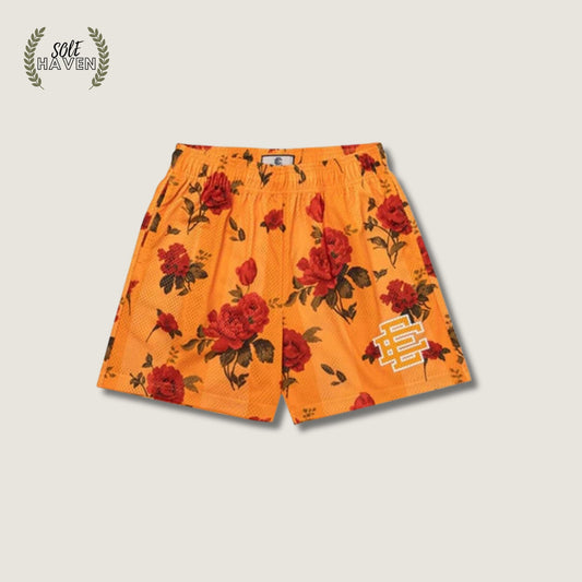 Eric Emmanuel Orange/Red Flower Mesh Shorts - Sole HavenShortsEric Emmanuel