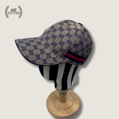 GG Beige/Navy Canvas Baseball Hat - Sole HavenHatGucci