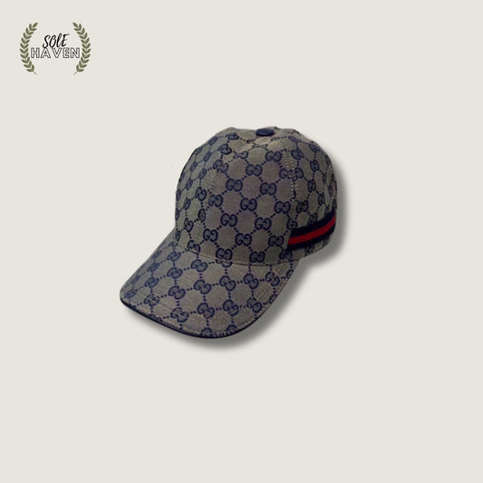 GG Beige/Navy Canvas Baseball Hat - Sole HavenHatGucci