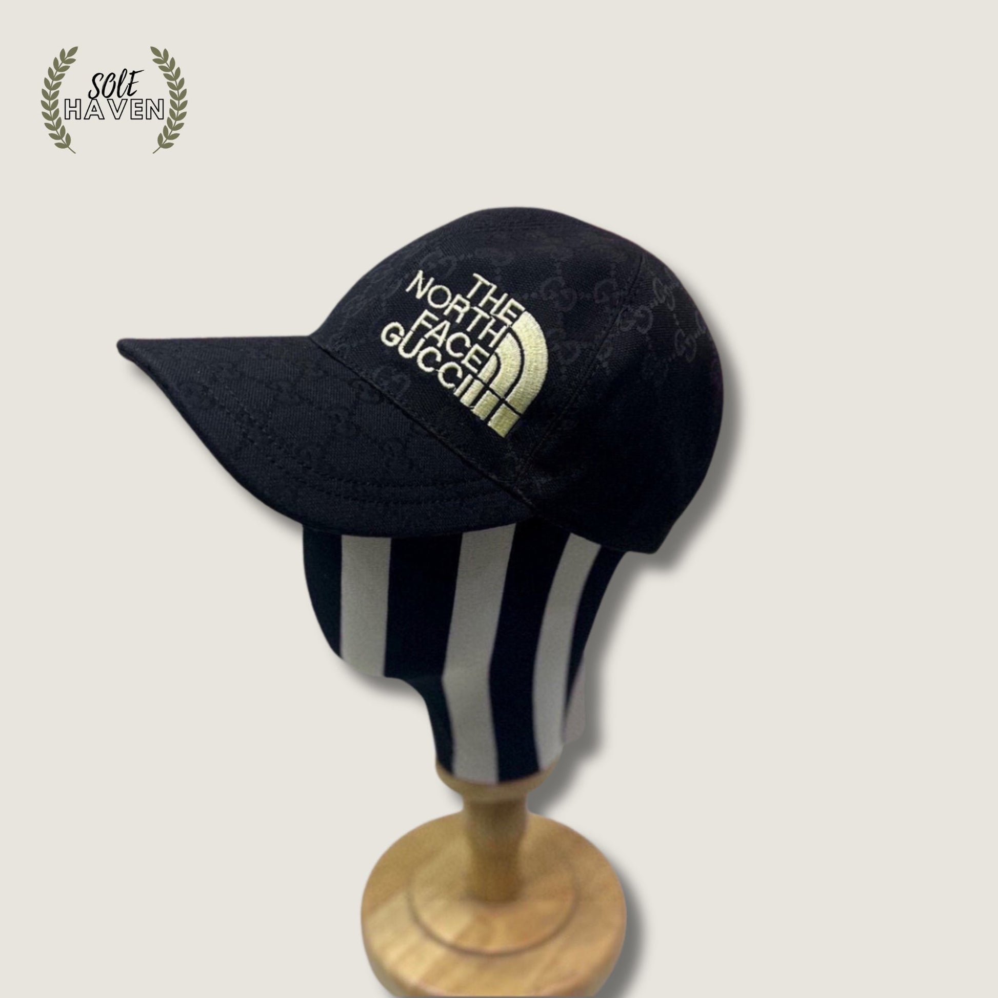 GG X TNF Black Canvas Baseball Hat - Sole HavenHatGucci
