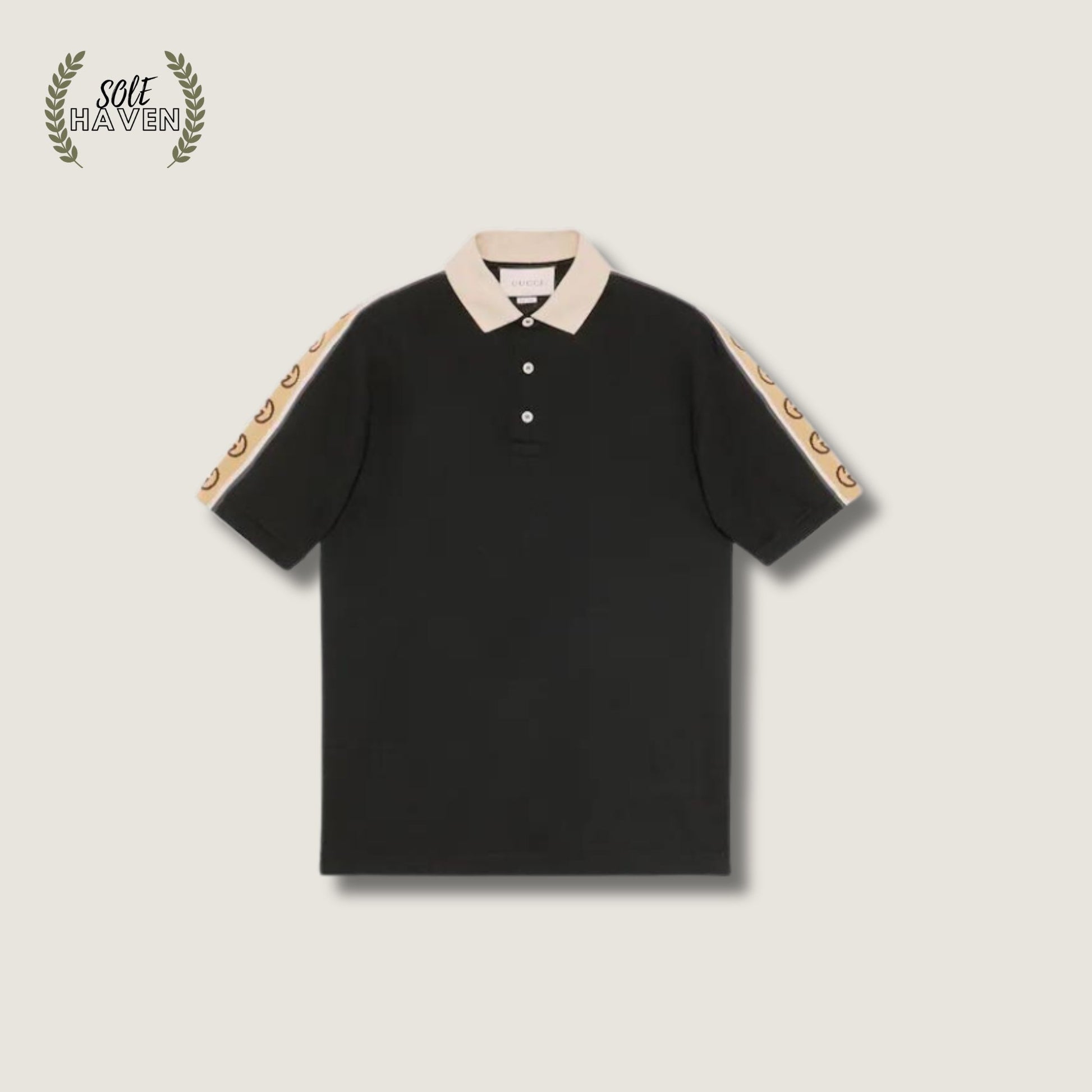 Gucci GG Polo with Interlocking G Stripe Black Cotton - Sole HavenShirtGucci