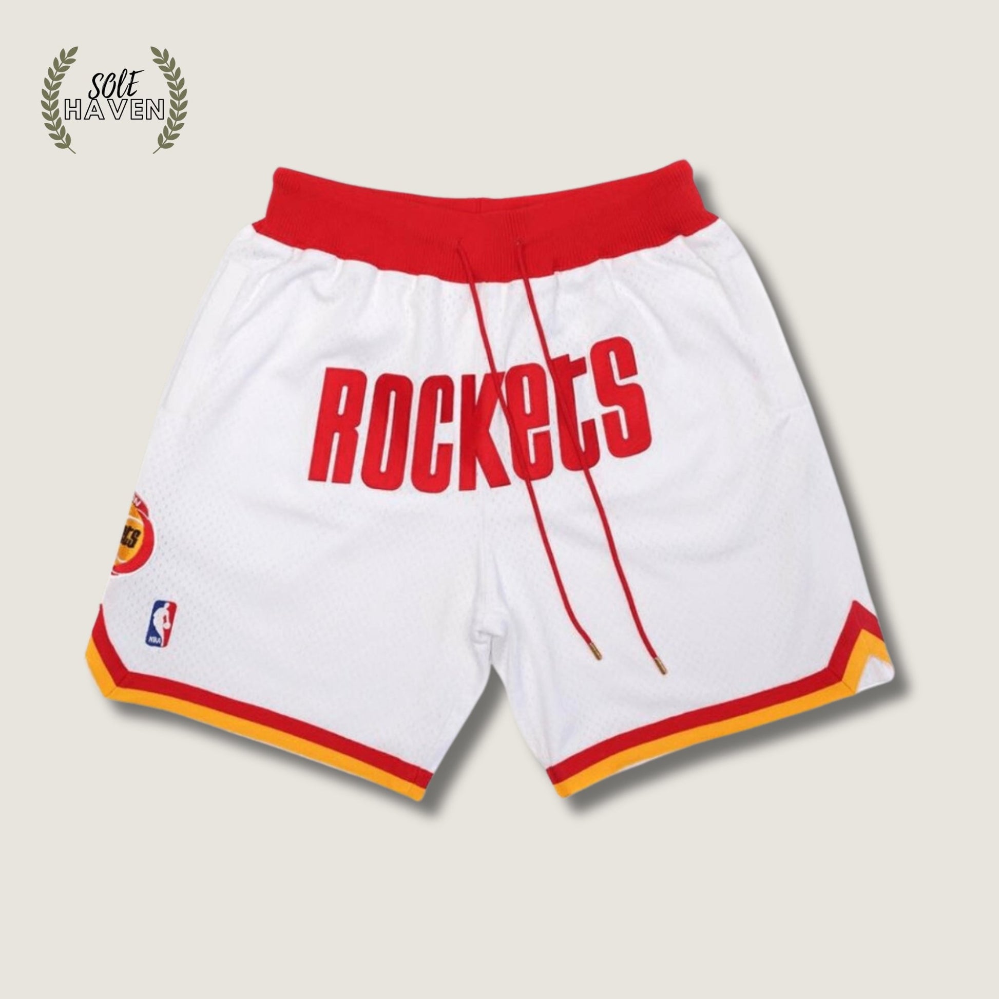 Houston Rockets White Retro Edition Basketball Shorts - Sole HavenShortsJust Don
