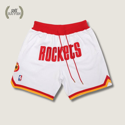Houston Rockets White Retro Edition Basketball Shorts - Sole HavenShortsJust Don