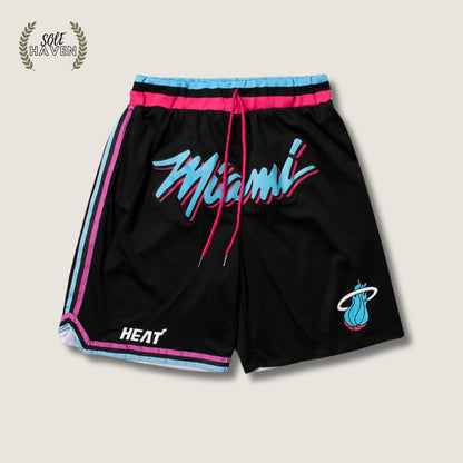 Miami Heat Vintage Black Basketball Game Shorts - Sole HavenShortsJust Don