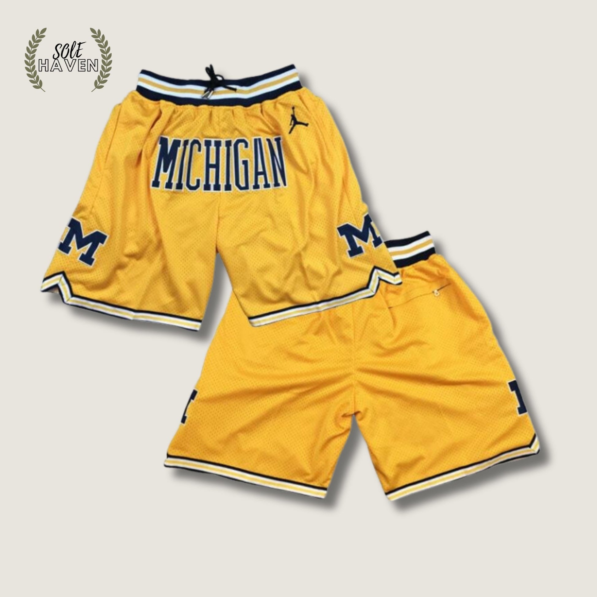 Michigan Uni Yellow Throwback Swingman Shorts - Sole HavenShortsJust Don