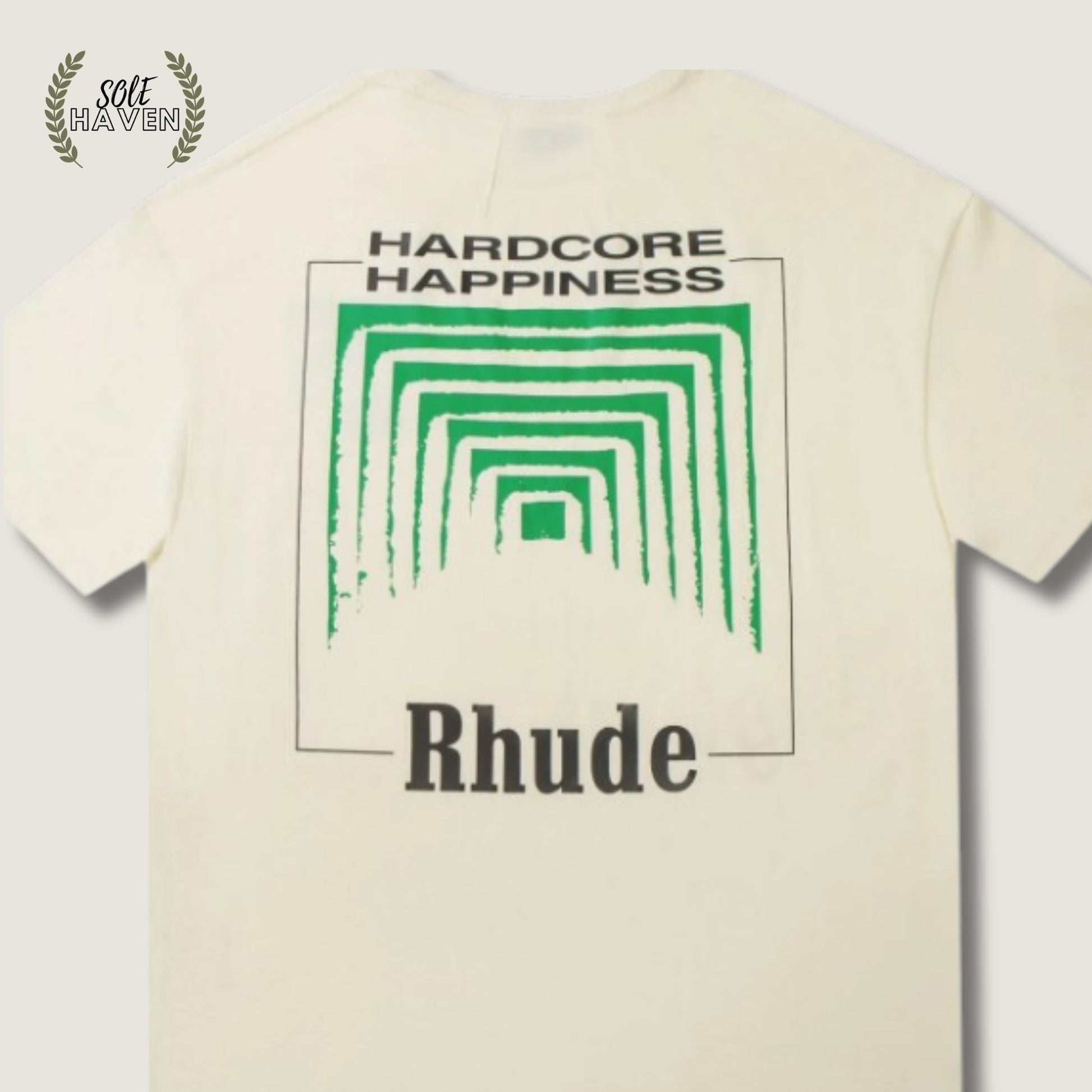 Rhude Beige Green Hardcore Happiness Shirt - Sole HavenShirtRhude