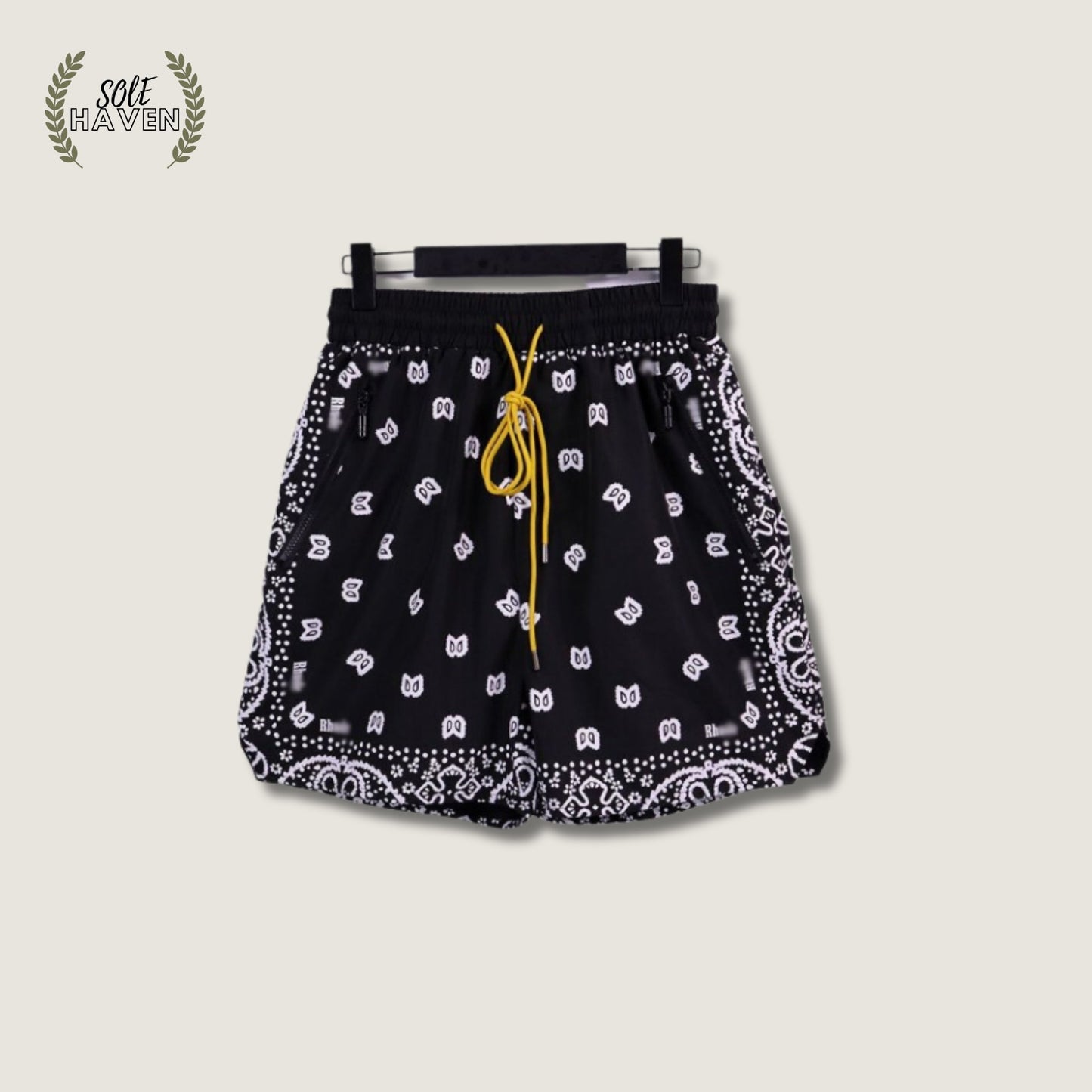 Rhude Black Paisley Mini Logo Shorts - Sole HavenShortsRhude