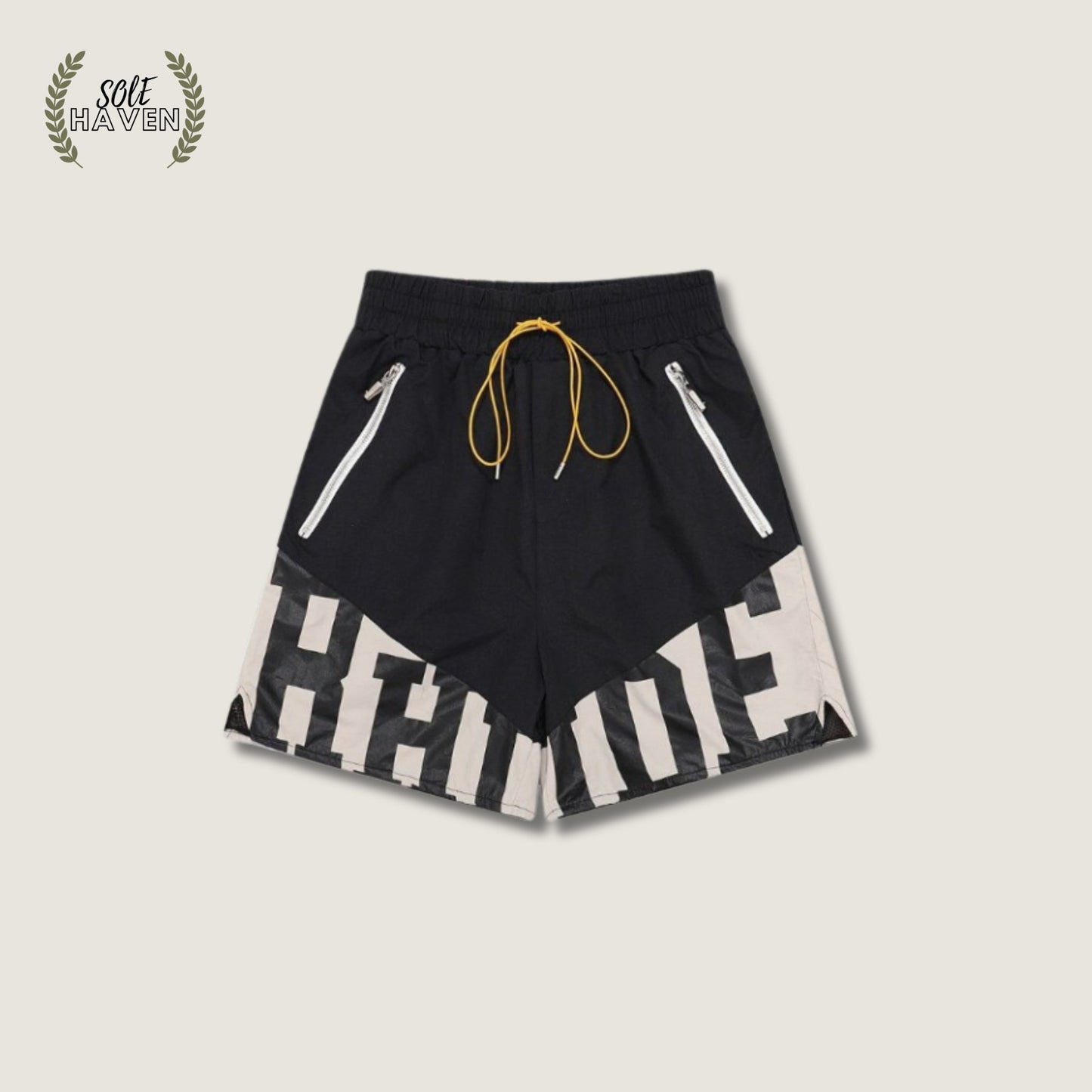 Rhude Black Panel Logo Shorts - Sole HavenShortsRhude