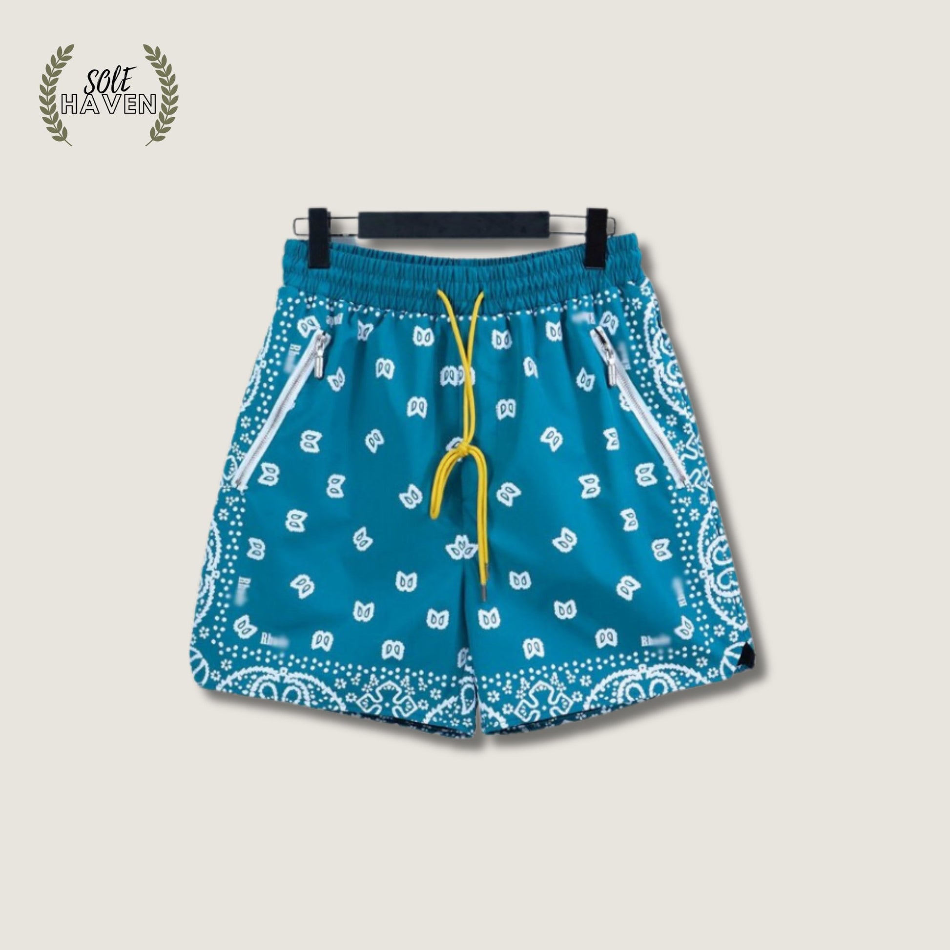 Rhude Blue Paisley Mini Logo Shorts - Sole HavenShortsRhude