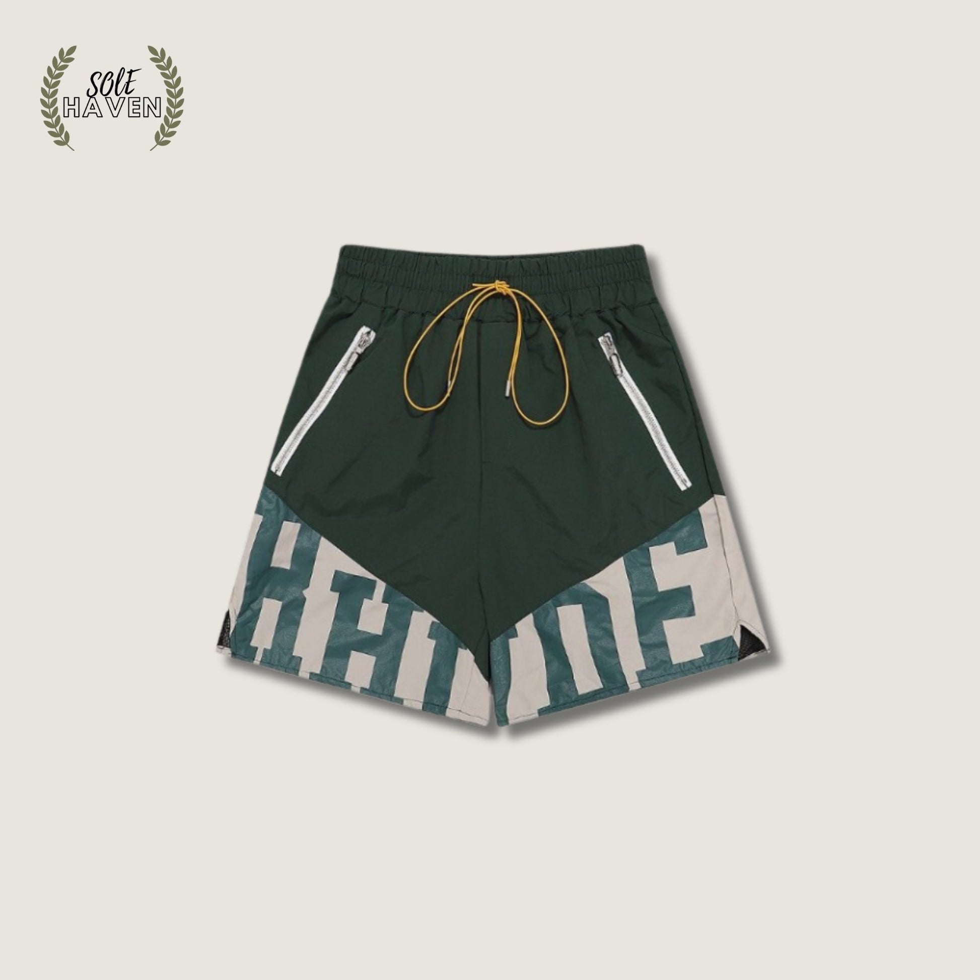 Rhude Green Panel Logo Shorts - Sole HavenShortsRhude