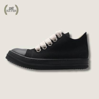 Rick Owens DRKSHDW Canvas Low Top Megalace 'Black' - Sole HavenShoesRick Owens