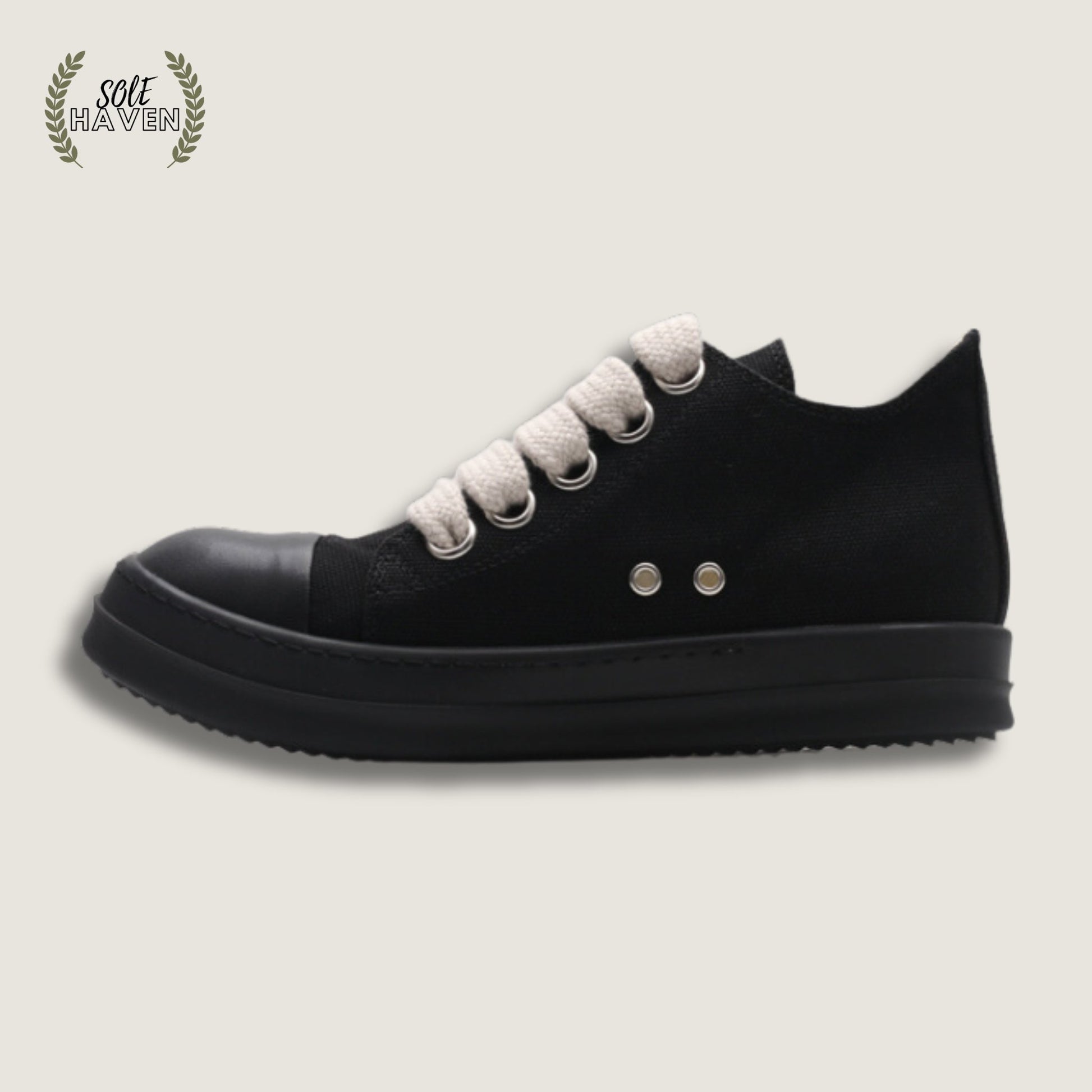 Rick Owens DRKSHDW Canvas Low Top Megalace 'Black' - Sole HavenShoesRick Owens