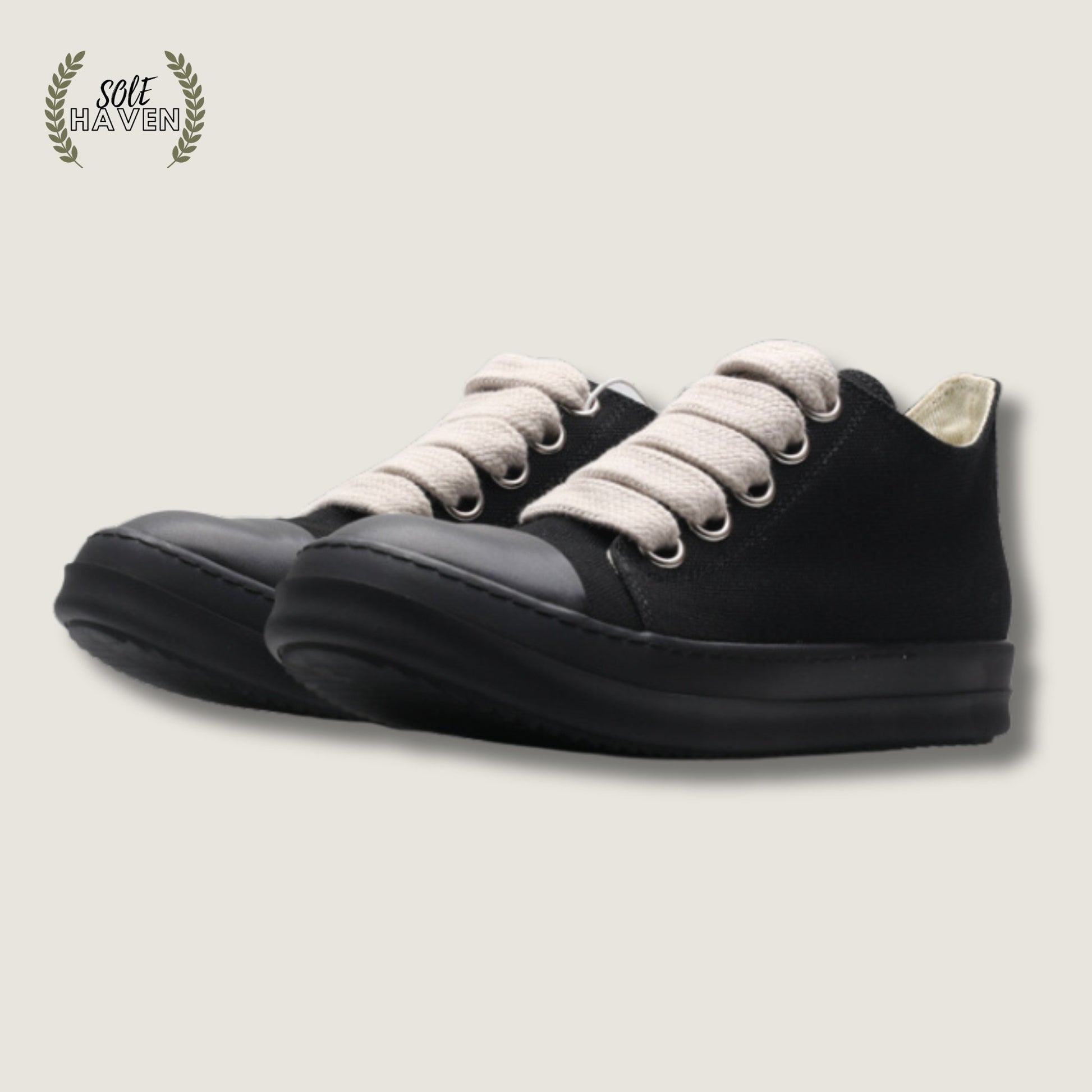 Rick Owens DRKSHDW Canvas Low Top Megalace 'Black' - Sole HavenShoesRick Owens