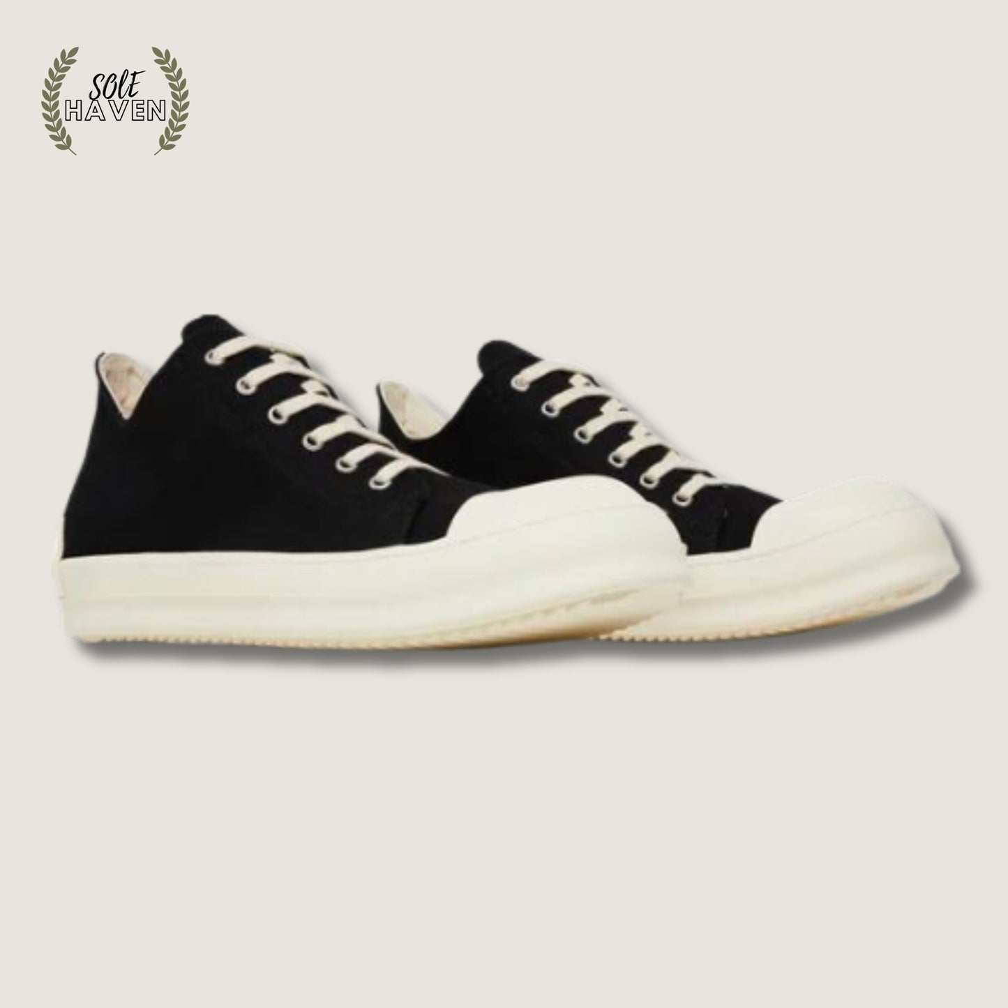 Rick Owens DRKSHDW Fogachine Cotton Denim Low 'Black Milk' - Sole HavenShoesRick Owens