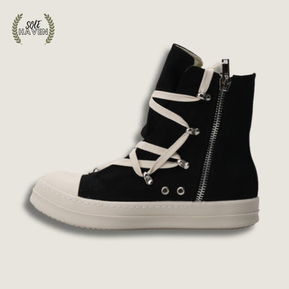 Rick Owens DRKSHDW Strobe Cotton Denim Hexa High 'Black Milk' - Sole HavenShoesRick Owens