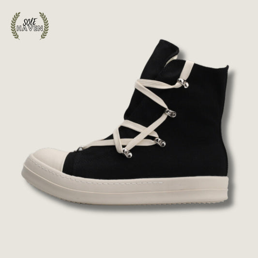 Rick Owens DRKSHDW Strobe Cotton Denim Hexa High 'Black Milk' - Sole HavenShoesRick Owens