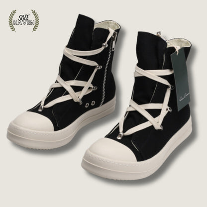 Rick Owens DRKSHDW Strobe Cotton Denim Hexa High 'Black Milk' - Sole HavenShoesRick Owens