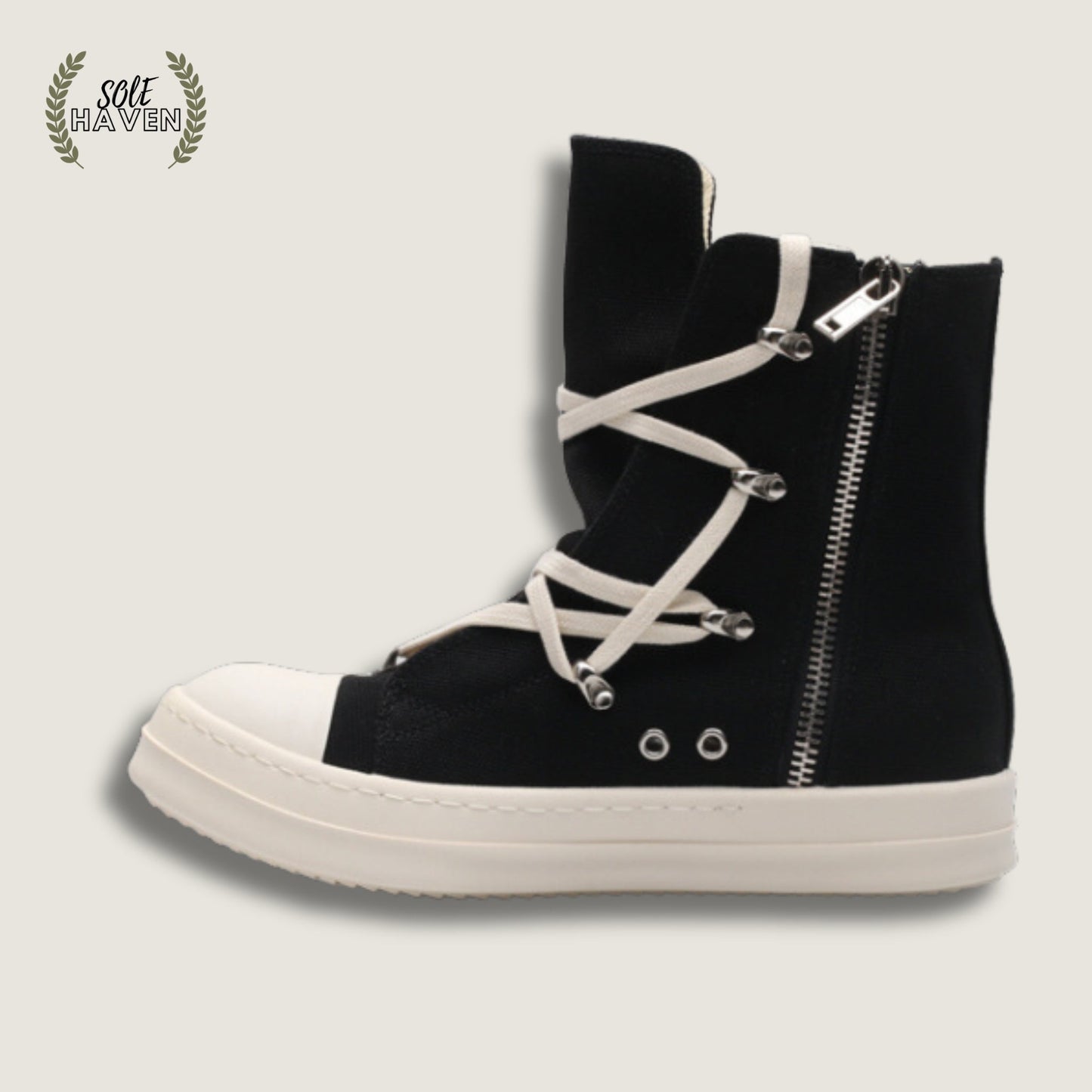 Rick Owens DRKSHDW Strobe Cotton Denim Hexa High 'Black' X36RT - Sole HavenShoesRick Owens