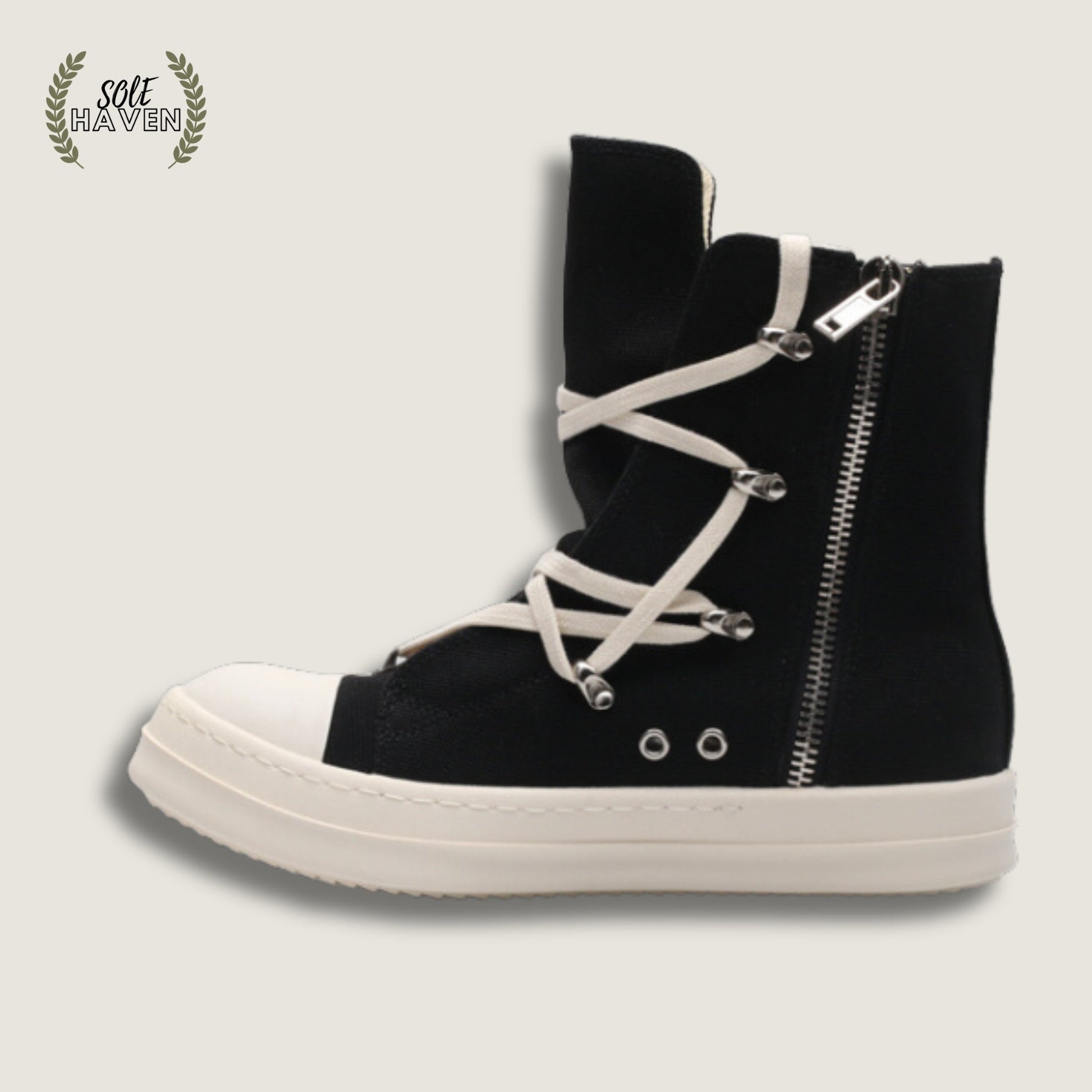 Rick Owens DRKSHDW Strobe Cotton Denim Hexa High 'Black' X36RT - Sole HavenShoesRick Owens