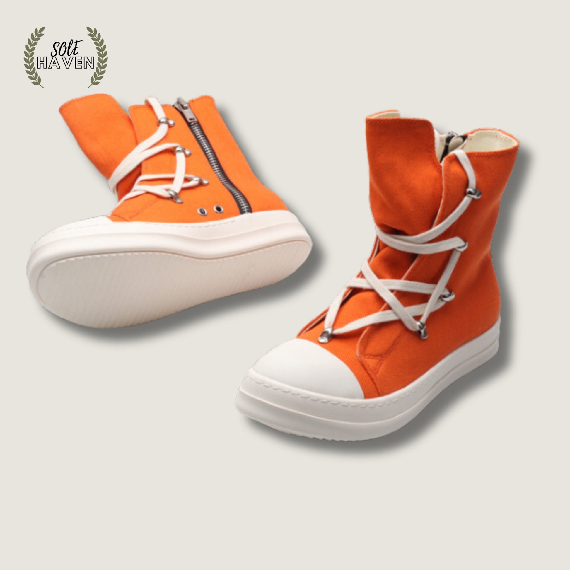 Rick Owens DRKSHDW Strobe Cotton Denim Hexa High 'Orange' - Sole HavenShoesRick Owens