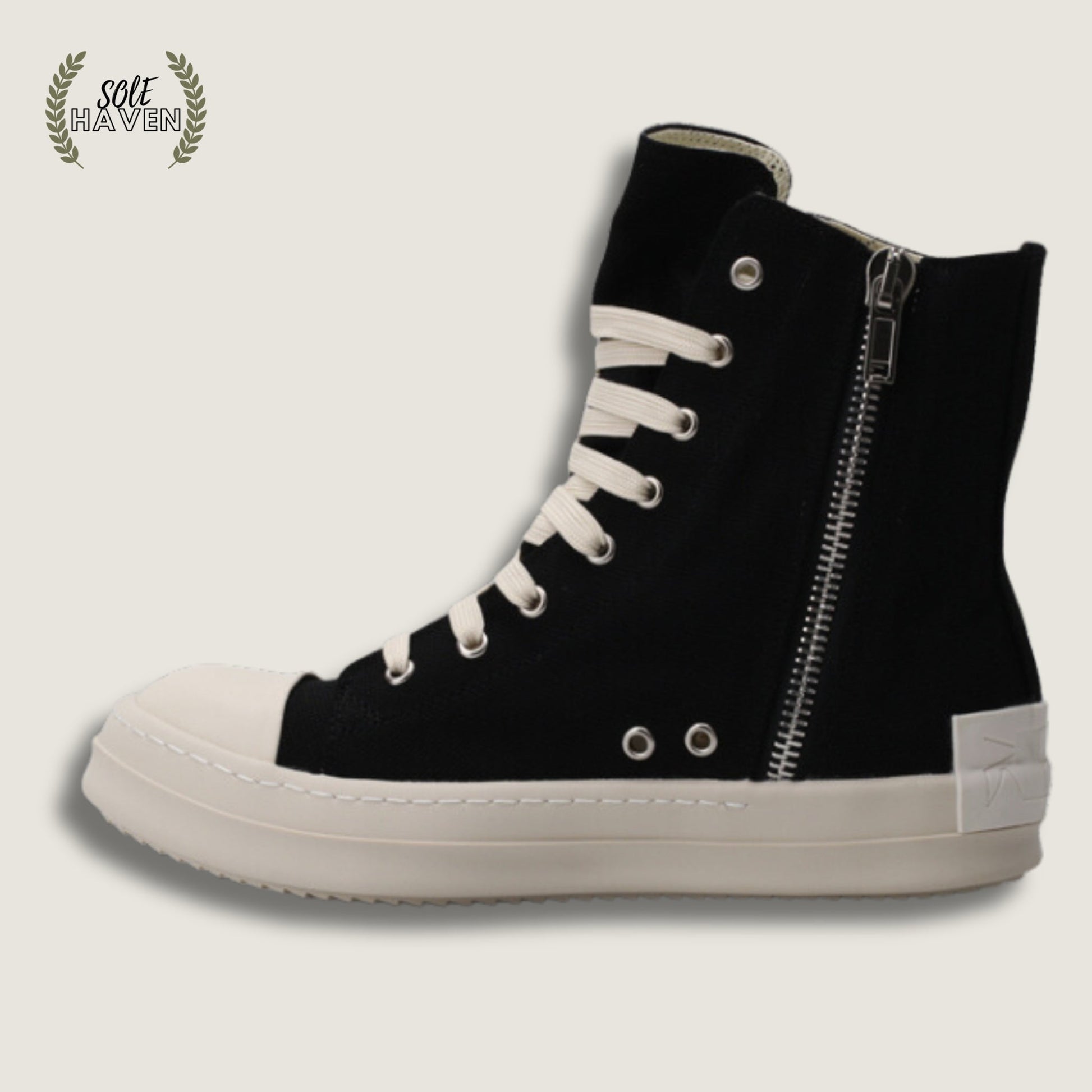 Rick Owens DRKSHDW Strobe Cotton Denim High 'Black Milk' - Sole HavenShoesRick Owens