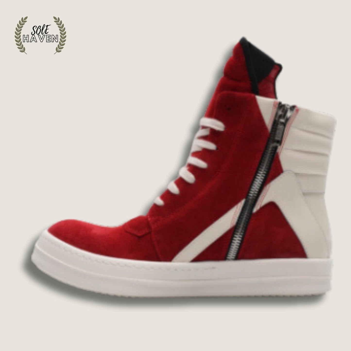 Rick Owens EDFU Geobasket Suede 'Red' - Sole HavenShoesRick Owens