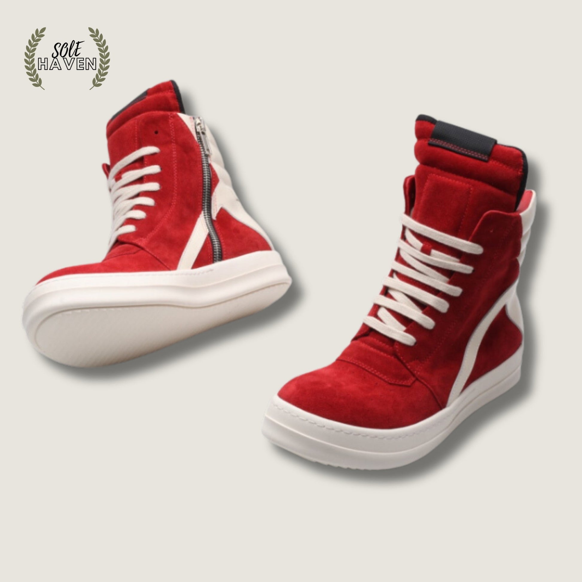 Rick Owens EDFU Geobasket Suede 'Red' - Sole HavenShoesRick Owens