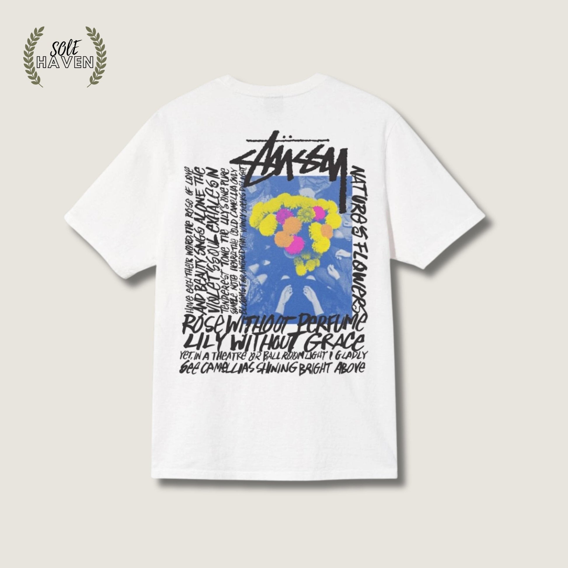 Stussy Camellias Pigment Dyed T-Shirt 'White' - Sole HavenShirtStussy