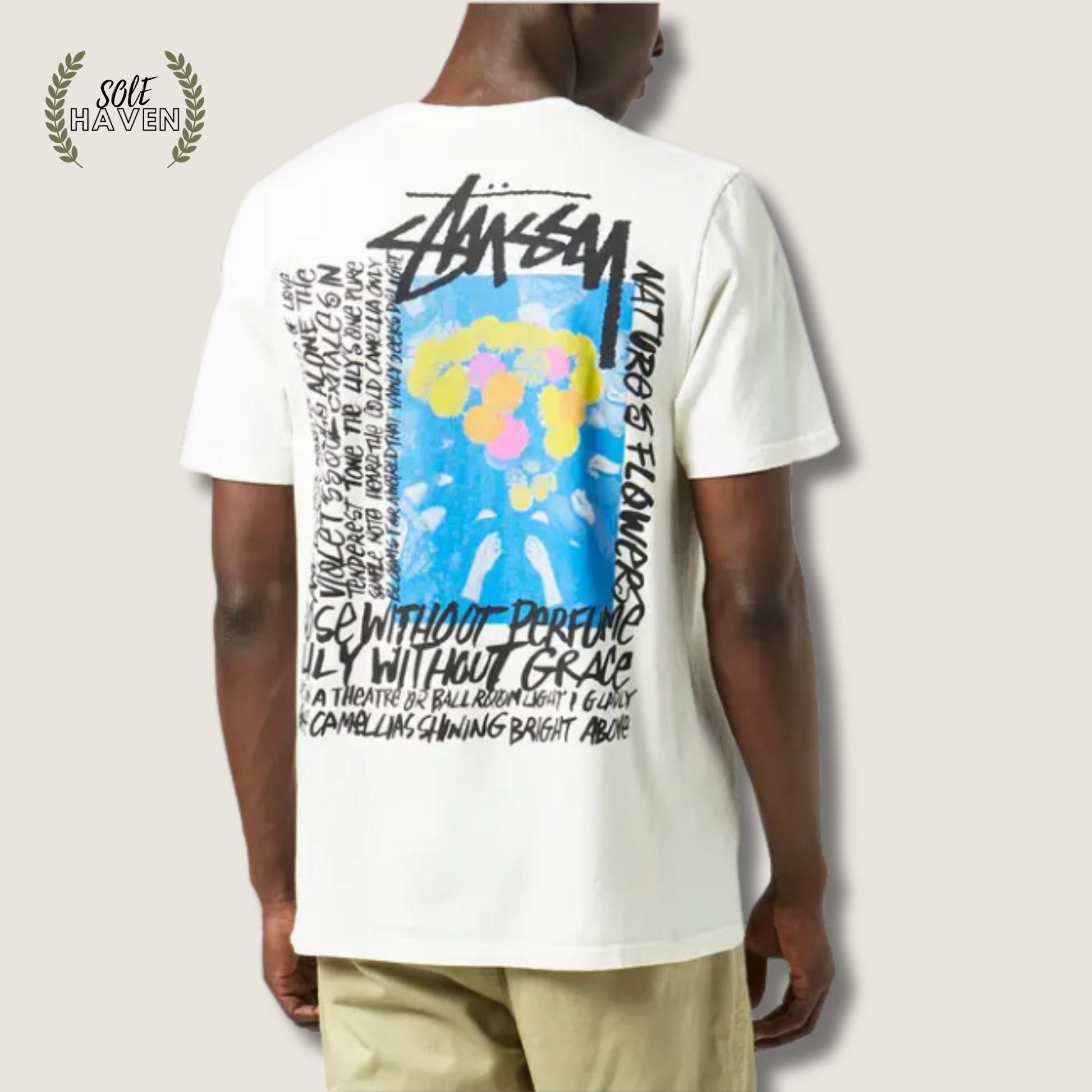 Stussy Camellias Pigment Dyed T-Shirt 'White' - Sole HavenShirtStussy